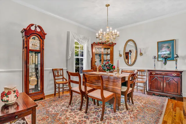 a view of a dining room