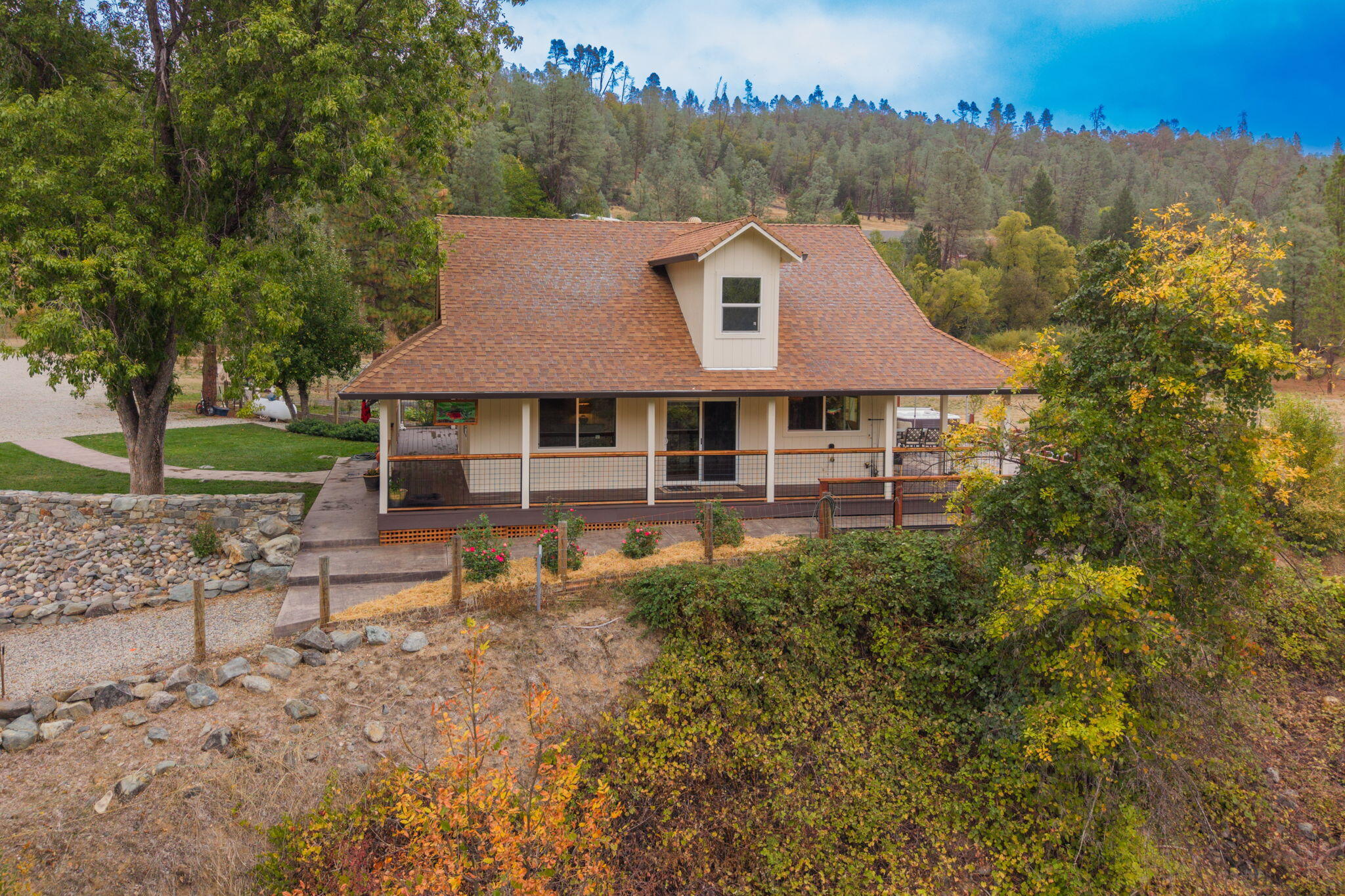 7848 Rush Creek Road Lewiston, CA 96052 - Photo 36 of 44 a aerial view of a house with a yard and a large tree