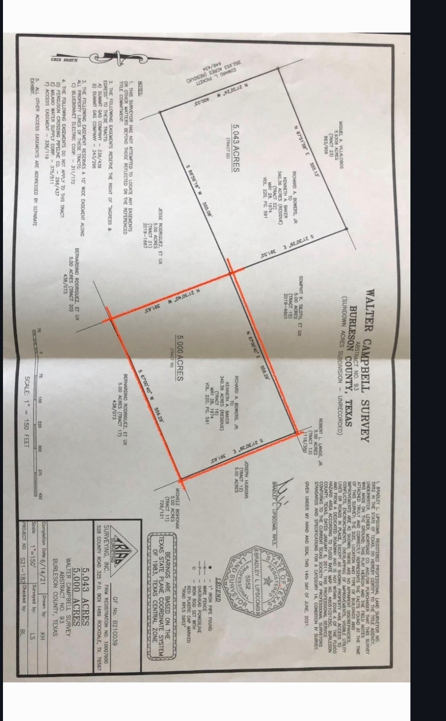 308 Rd Caldwell Tx 77836 Road Caldwell, TX 77836 - Photo 2 of 4 Survey Plat. Depicting property boundaries and associated acreage