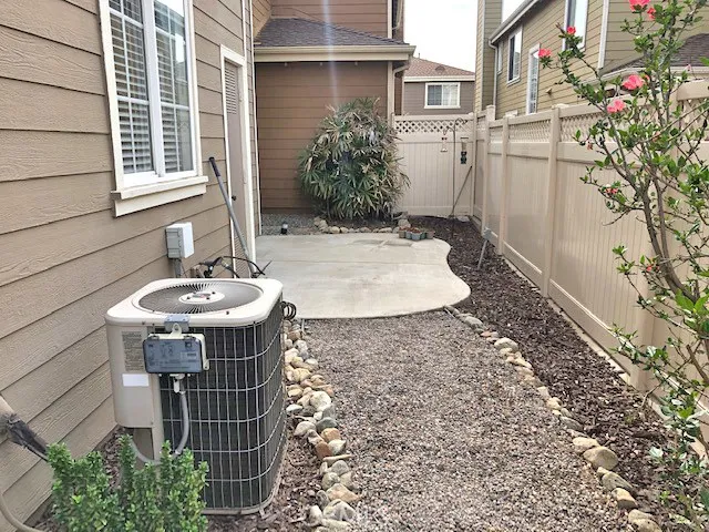 a view of a outdoor space with a patio
