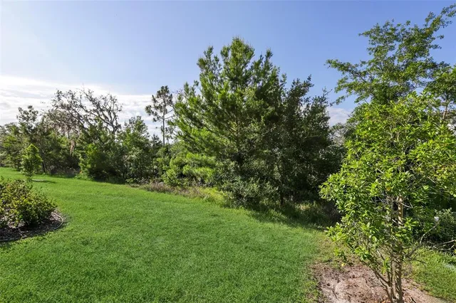 a aerial view of a house next to a yard
