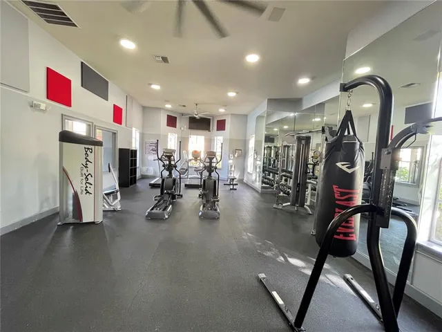 a view of a room with gym equipment