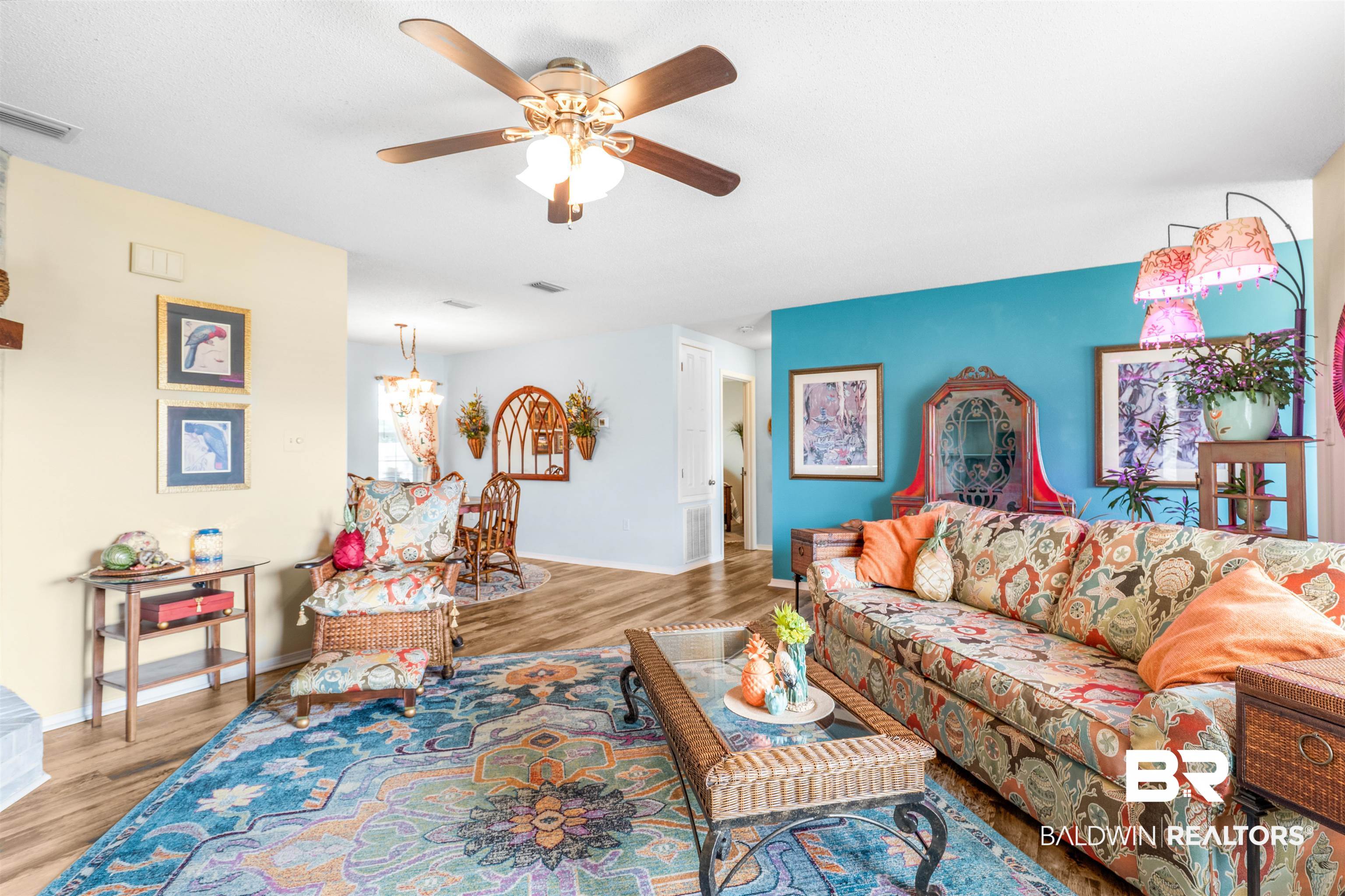 518 Ariel Avenue Foley, AL 36535 - Photo 8 of 47 Living room with ceiling fan and light wood-type flooring
