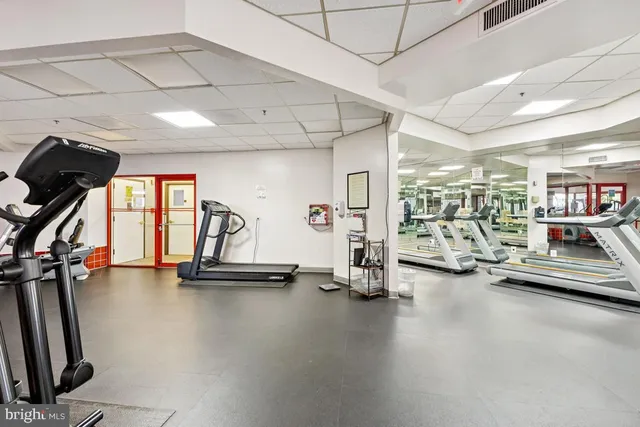 a view of a room with gym equipment