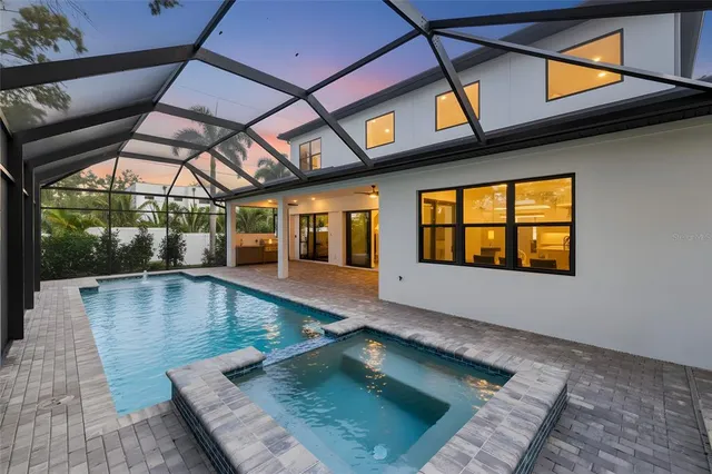 an outdoor space with swimming pool