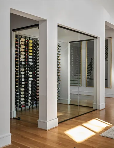 a view of a bathroom with a glass door