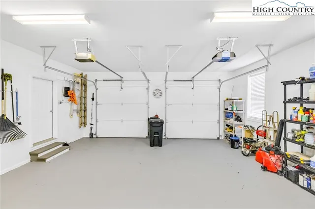 a view of a garage with furniture