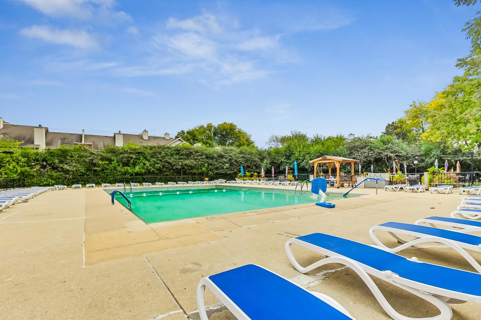 2005 South Finley Road, Unit 910 Lombard, IL 60148 - Photo 29 of 30 a view of swimming pool with a yard and trees in the background