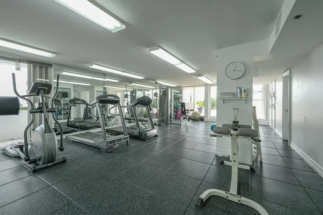 a view of a room with gym equipment