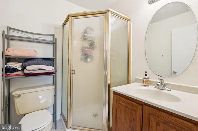a bathroom with a shower curtain a sink and a mirror