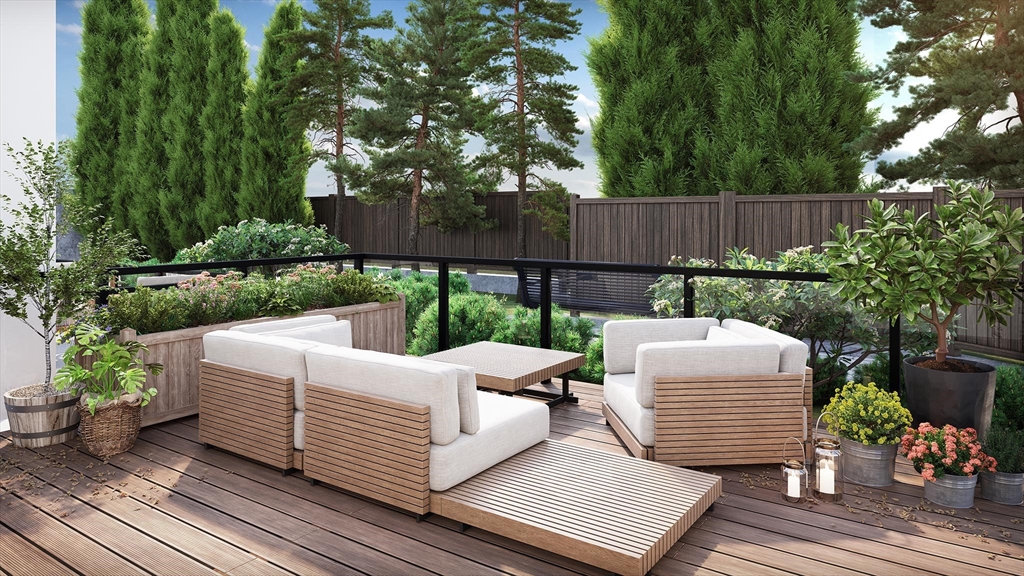 45 Bartlett Crescent, Unit 203 Brookline, MA 02446 - Photo 5 of 5 a view of a patio with furniture