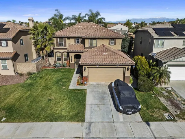an aerial view of a house