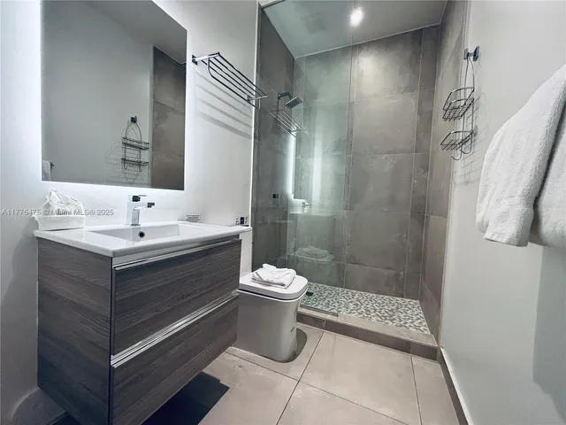 an outdoor space with seating space