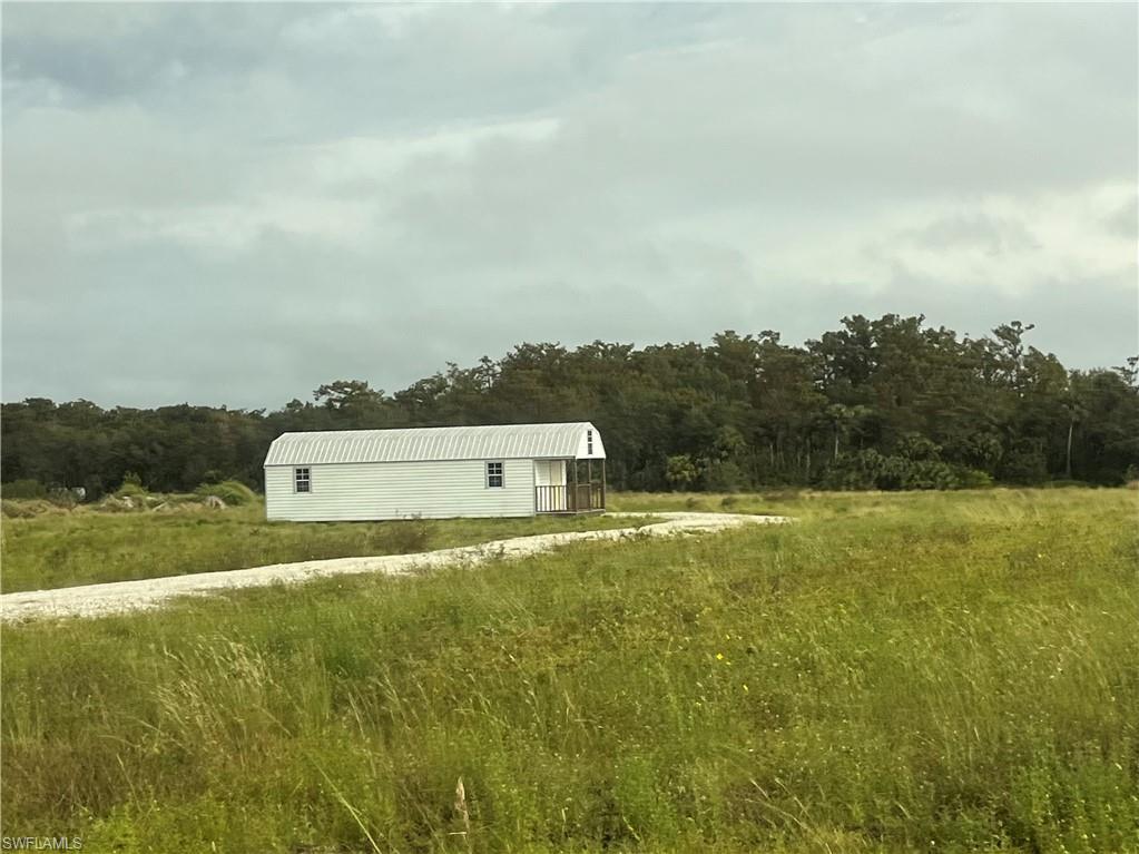 View of the 12x40 Shed on 50x50 building pad with raised driveway