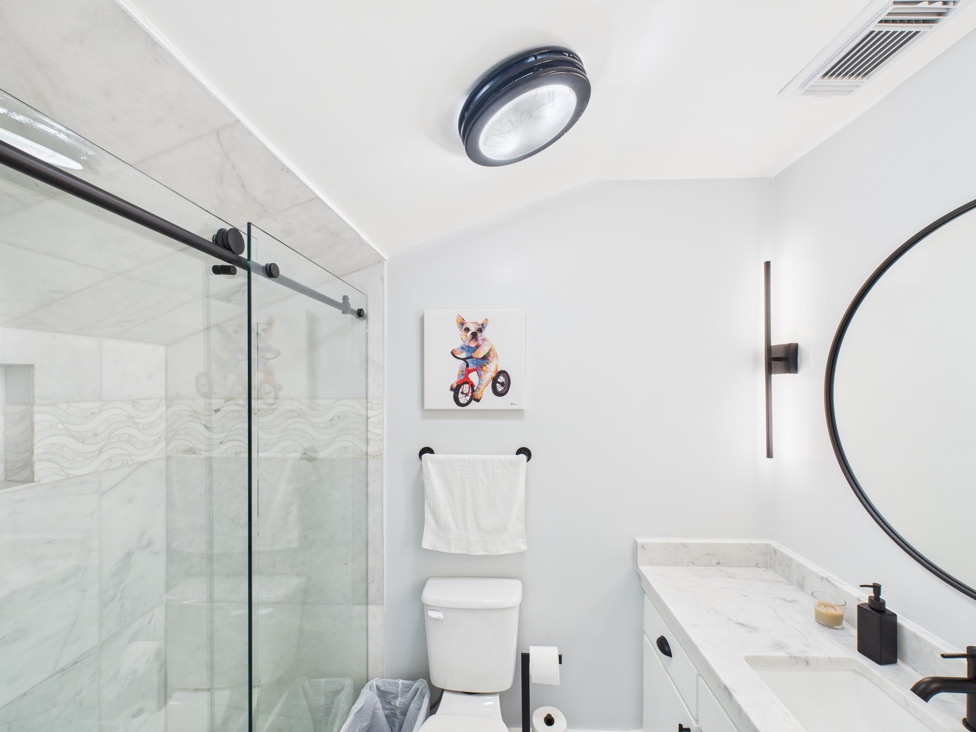 5430 Havenwoods Drive Houston, TX 77066 - Photo 47 of 50 a bathroom with a sink a toilet and a mirror