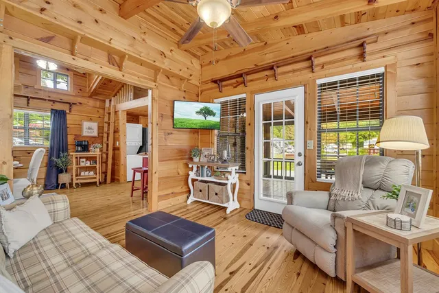 a living room with furniture