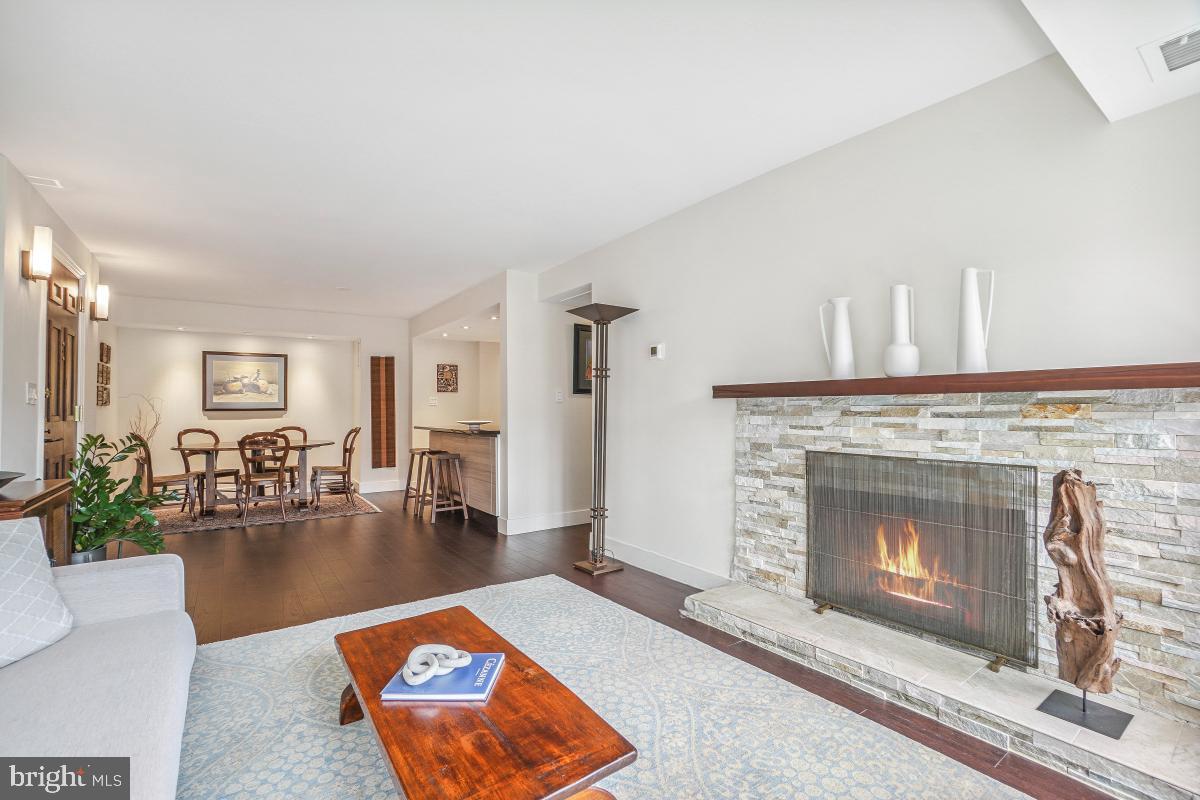 1080 Wisconsin Avenue Northwest, Unit 3002 Washington, DC 20007 - Photo 8 of 38 a living room with furniture and a fireplace
