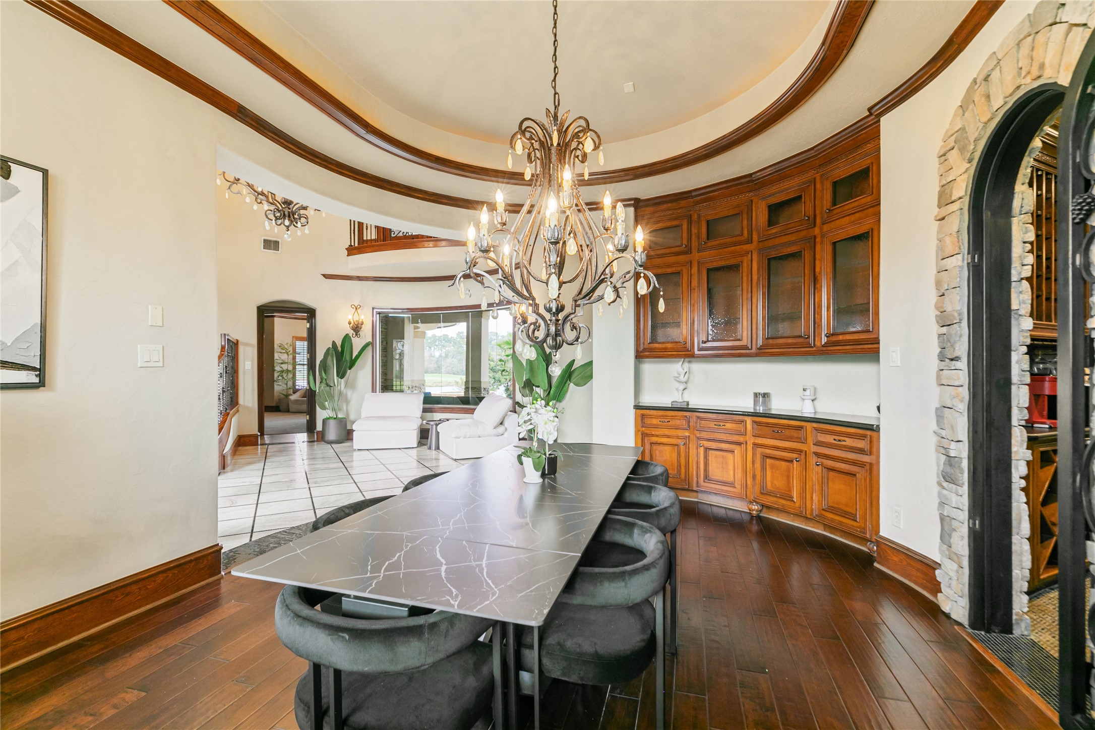 22 Post Shadow Estate Drive Spring, TX 77389 - Photo 20 of 50 Another view of beautiful dining room with custom cabinets and rich wood flooring.