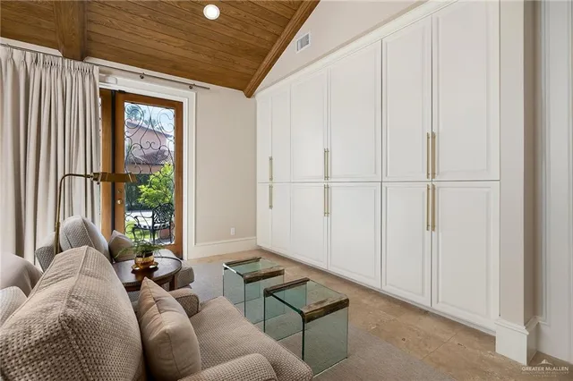 a living room with furniture