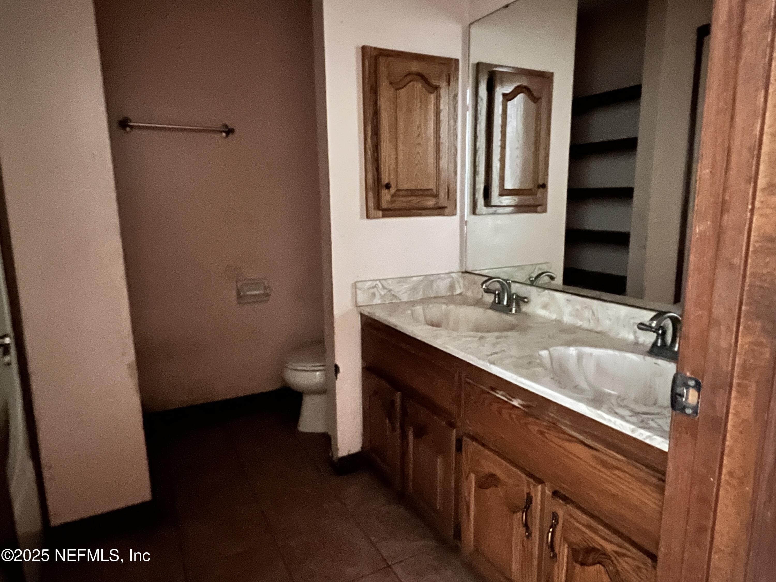 5511 Heckscher Drive Jacksonville, FL 32226 - Photo 14 of 19 a bathroom with a sink a toilet and a mirror