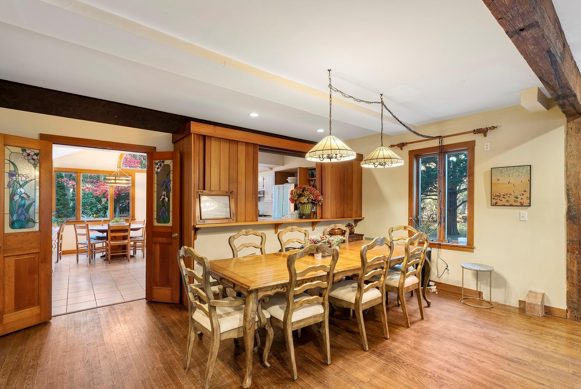 61 Lower 7 Ponds Road Water Mill, NY 11976 - Photo 19 of 43 Dining area featuring wood-type flooring and recessed lighting