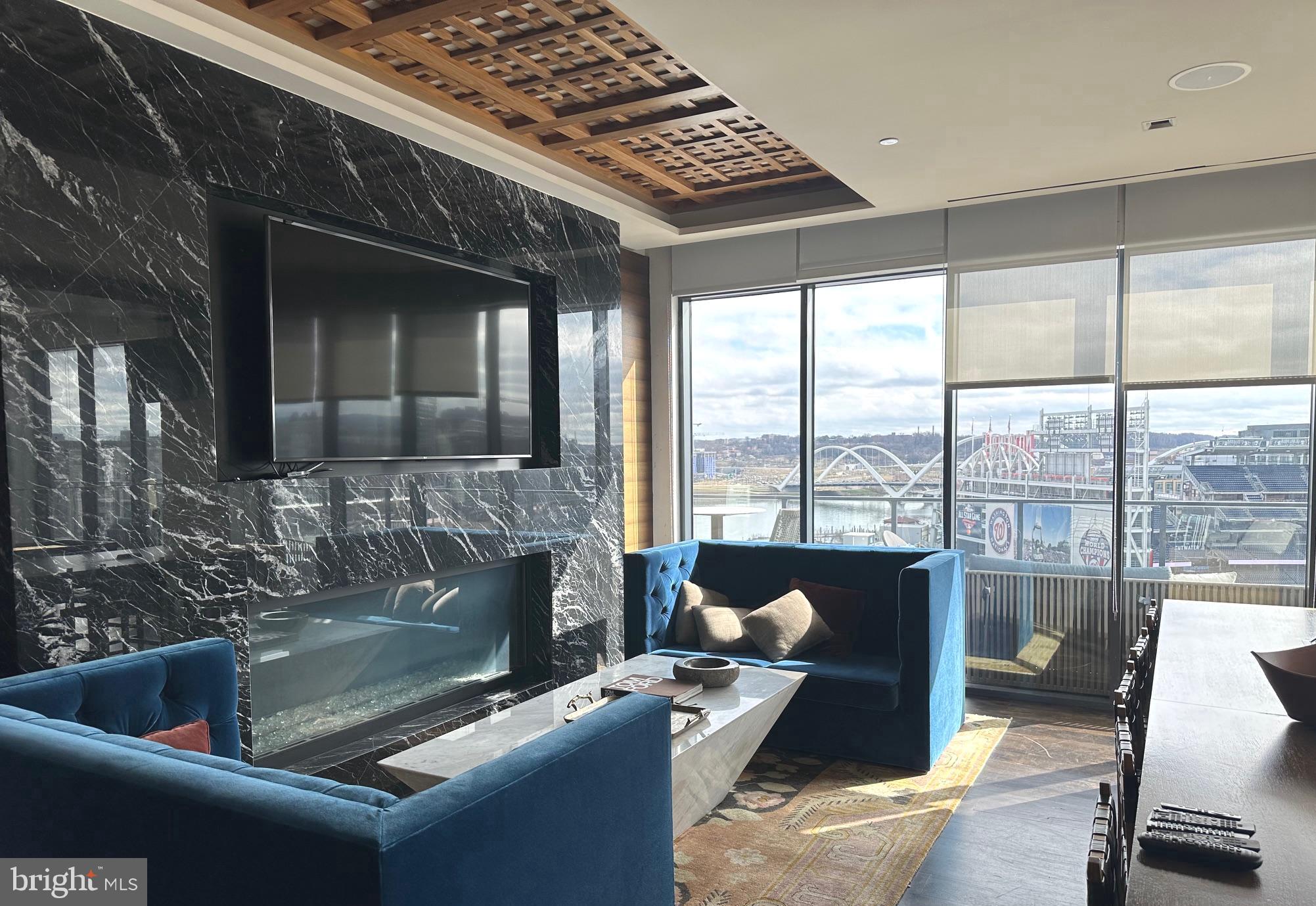 70 N Street Southeast, Unit N215 Washington, DC 20003 - Photo 11 of 16 a living room with fireplace furniture and a floor to ceiling window