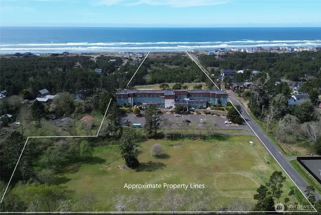 a view of a city with an ocean