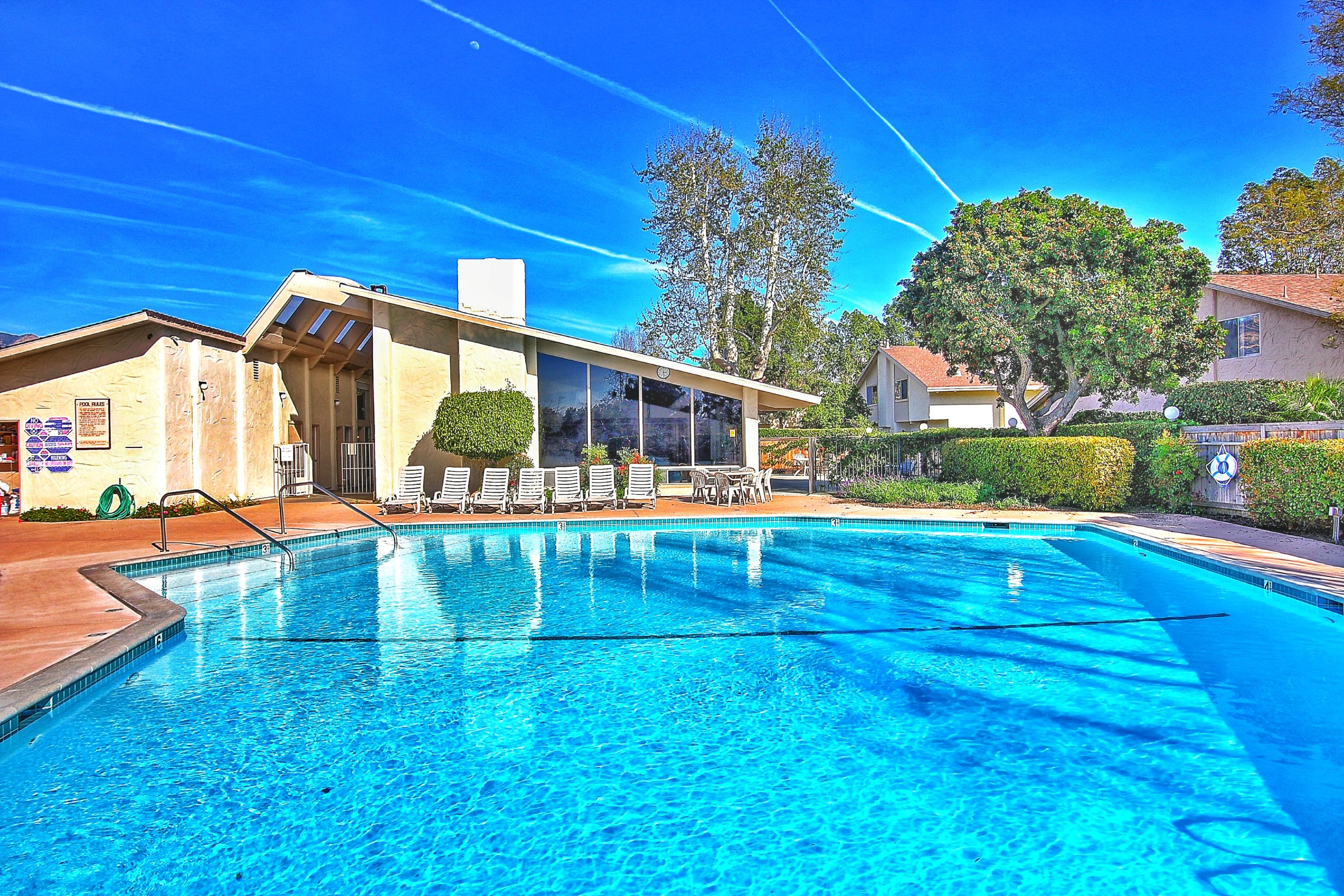 51 North San Marcos Road, Unit B Santa Barbara, CA 93111 - Photo 19 of 24 a view of yard with swimming pool and porch