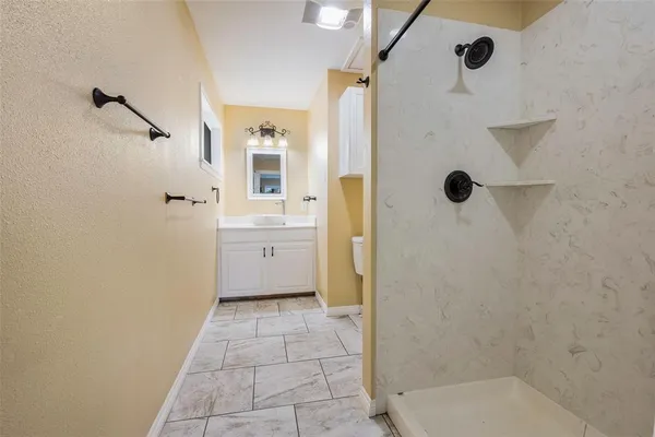 a bathroom with a shower