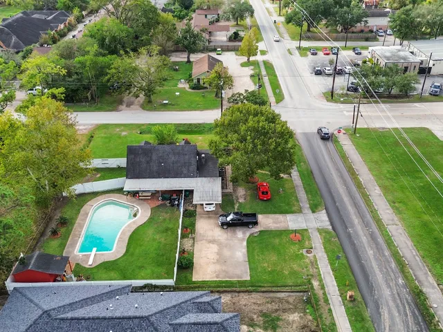 an aerial view of a house