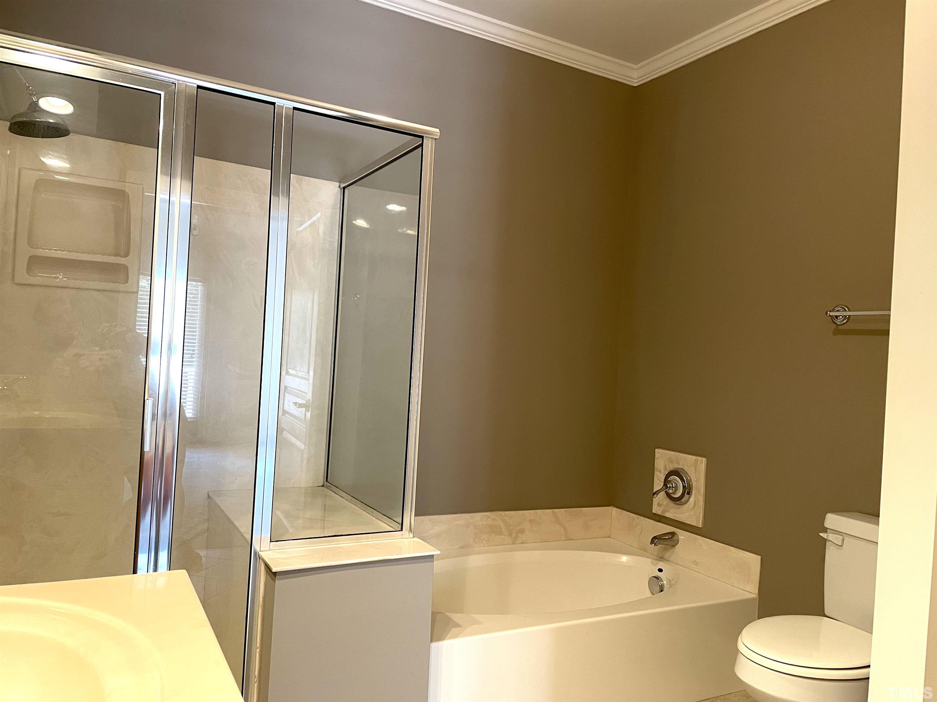 7510 Lead Mine Road, Unit 102 Raleigh, NC 27615 - Photo 16 of 25 a bathroom with a bathtub and a toilet