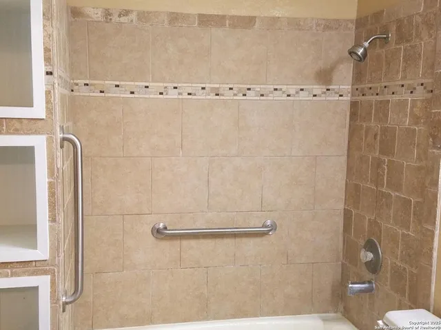 a bathroom with a window