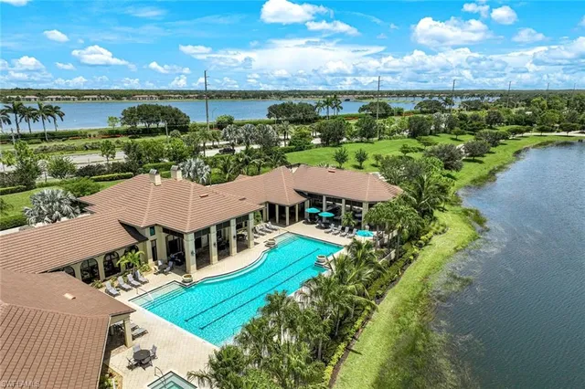 an aerial view of a house with a garden