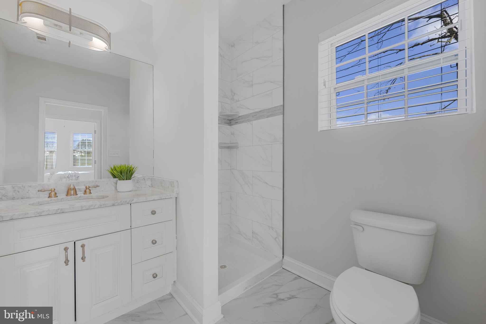 2420 West Rogers Avenue Baltimore, MD 21209 - Photo 34 of 67 a bathroom with a toilet a sink a vanity and mirror