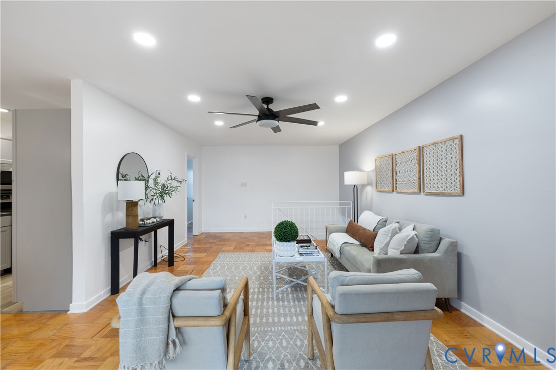 7 Millstone Road Henrico, VA 23228 - Photo 3 of 30 Living room featuring a ceiling fan and recessed l