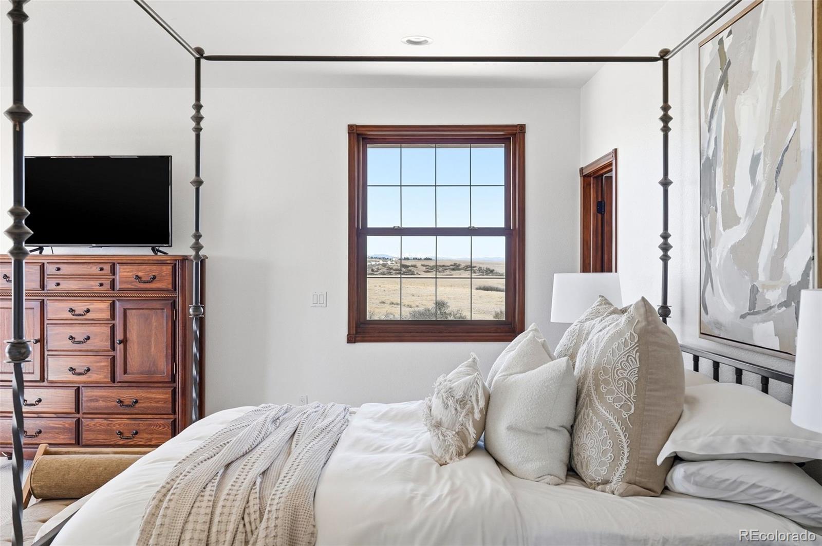 4347 Crowfoot Valley Road Castle Rock, CO 80108 - Photo 18 of 50 a bedroom with a bed and a flat screen tv
