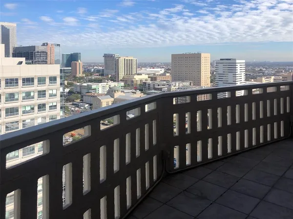 a view of city from a balcony