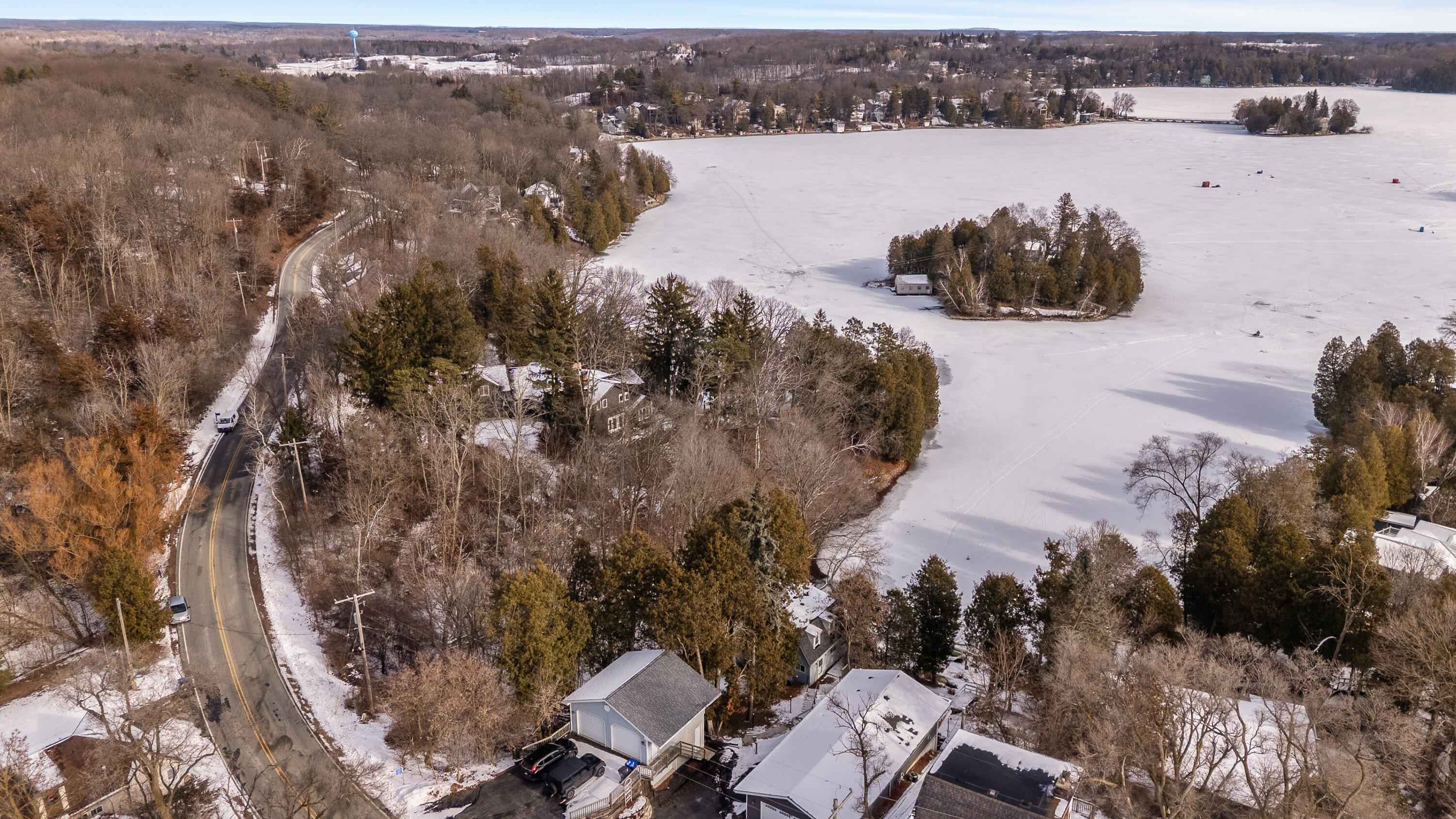 N7329 County Road CJ, Unit LT2 Rhine, WI 53073 - Photo 9 of 54 above frozen lake and island shows bay