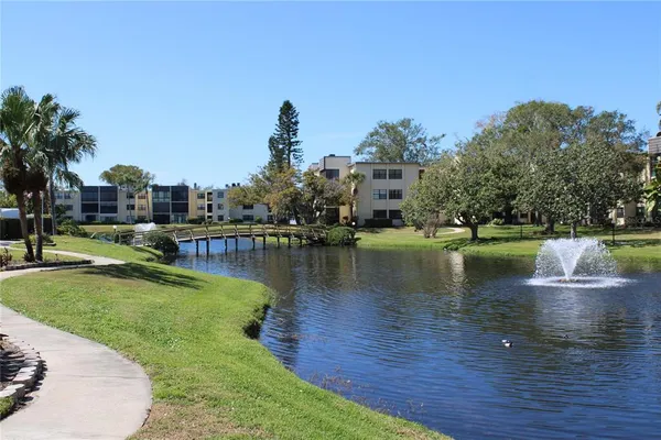 a view of a lake with houses