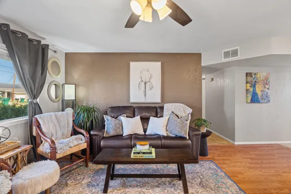 a living room with furniture