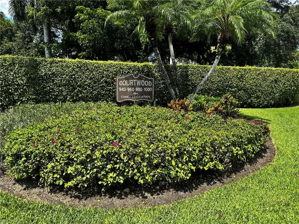 a view of a garden with a flower garden