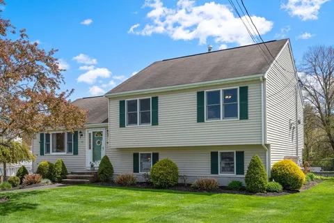 a view of a house with a yard and plants