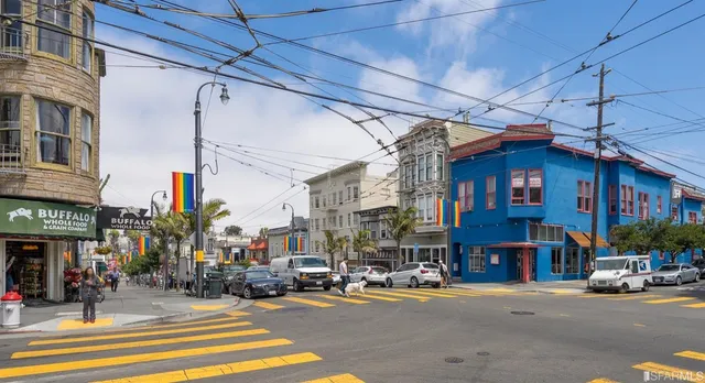 a view of a building with a street