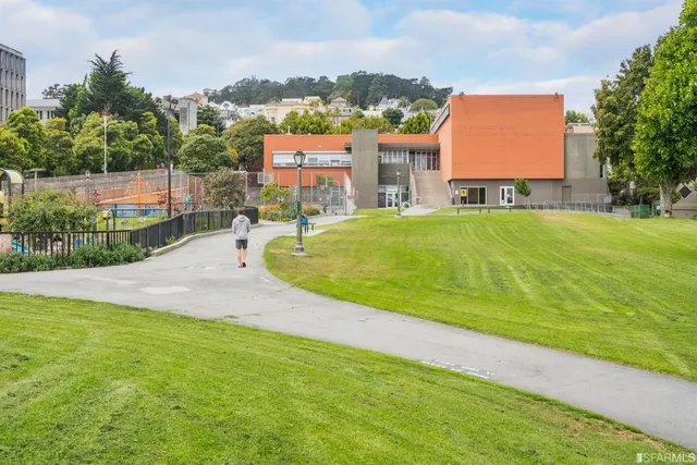 a park view with a garden