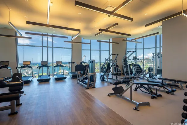 a view of a room with gym equipment