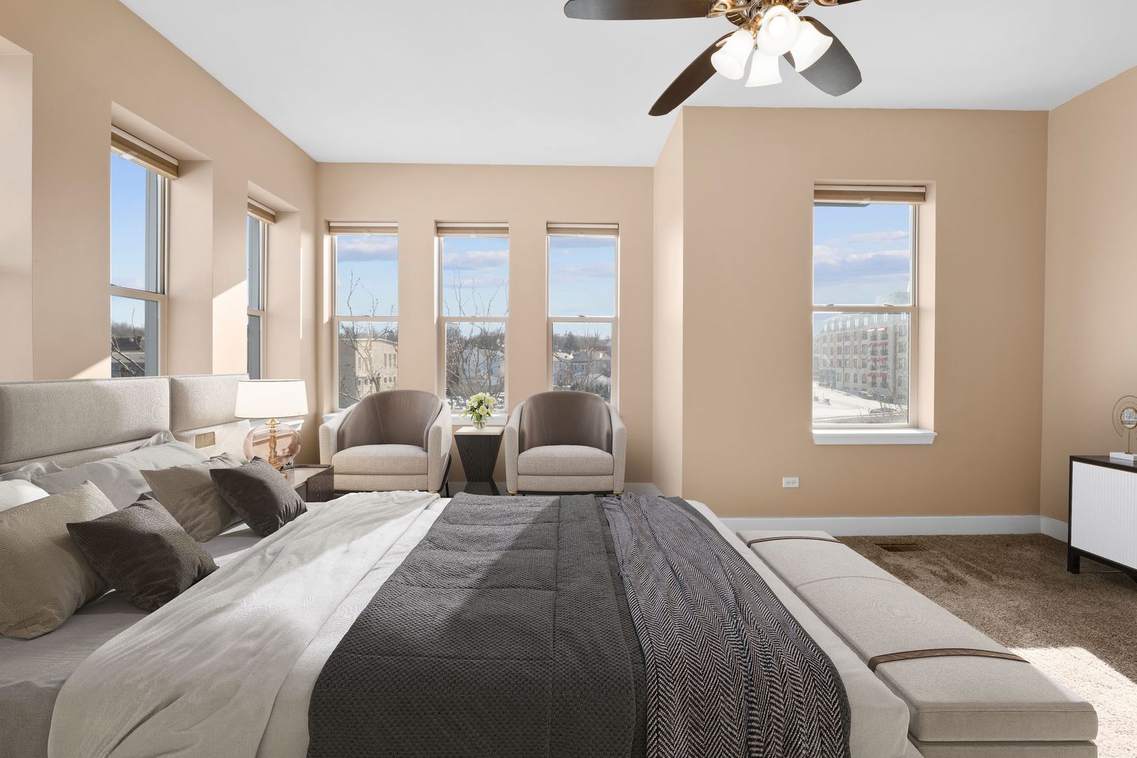 351 Front Street, Unit 2212 Lemont, IL 60439 - Photo 26 of 36 a bedroom with a bed and glass window