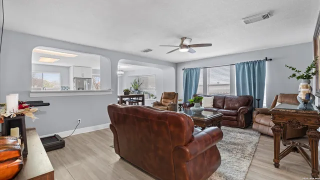 a living room with furniture