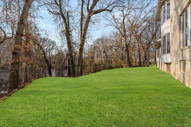 a view of a yard with a tree