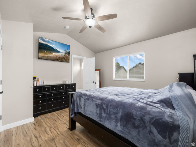 392 West Bricker Road Draper, UT 84020 - Photo 24 of 33 Vaulted ceiling featuring a ceiling fan with integrated lighting