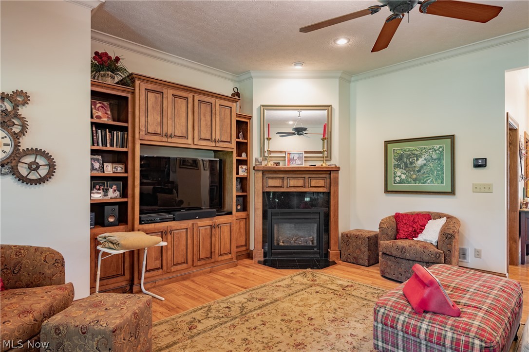 3908 River Road Vienna, WV 26105 - Photo 12 of 48 The Great room measures a spacious 18x18. Birds Eye maple built-ins and a gas log fireplace.